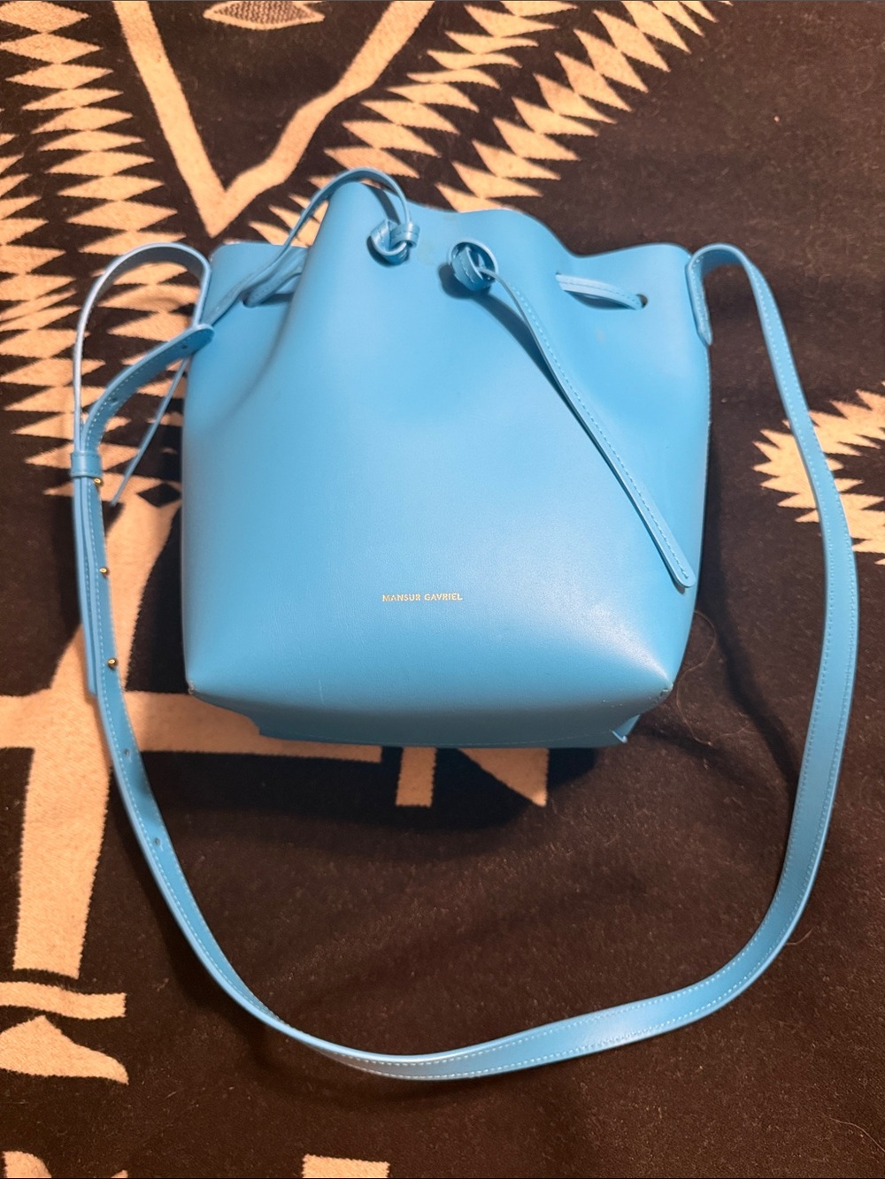 Mansur Gavriel Bright Blue Smooth Leather Mini Bucket Bag